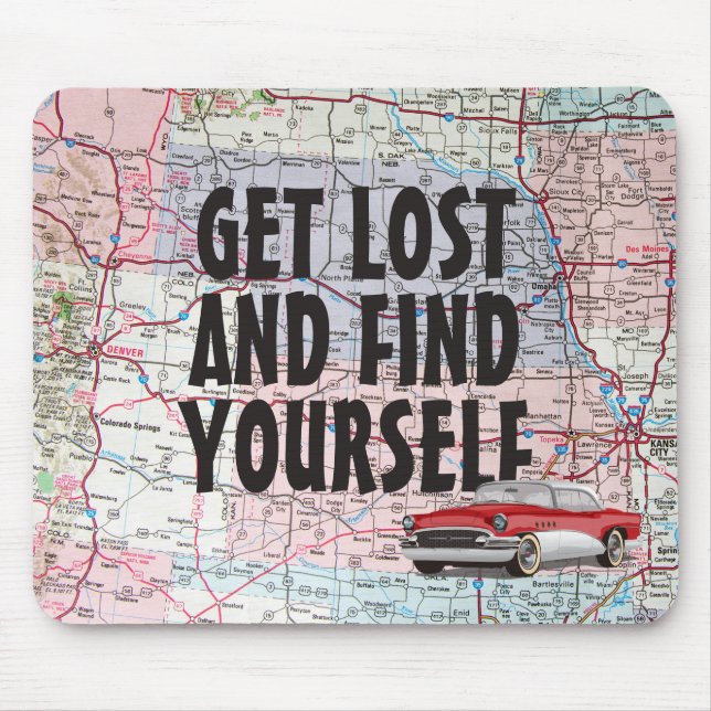 Tapis De Souris Voiture de métro sur la carte routière (Devant)