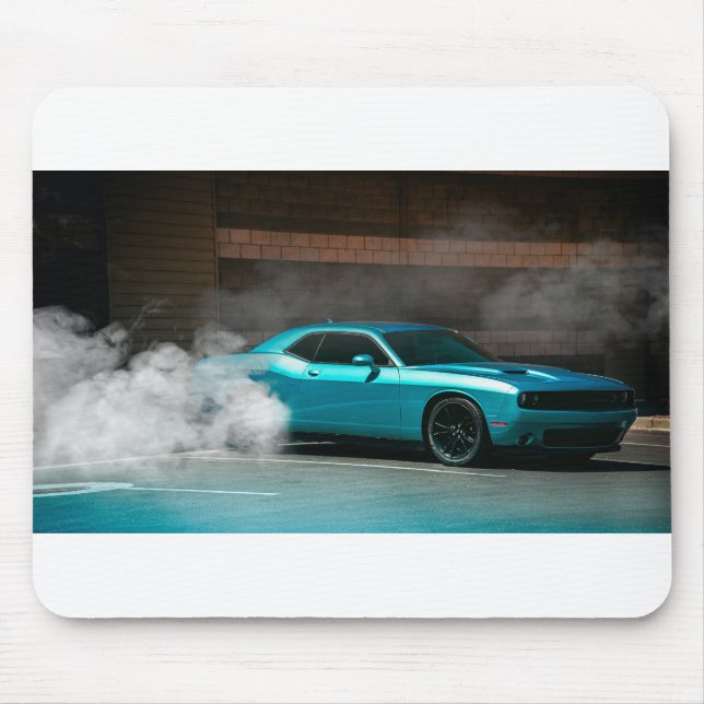 Tapis De Souris Voiture de Muscle Bleu Déroulant (Devant)
