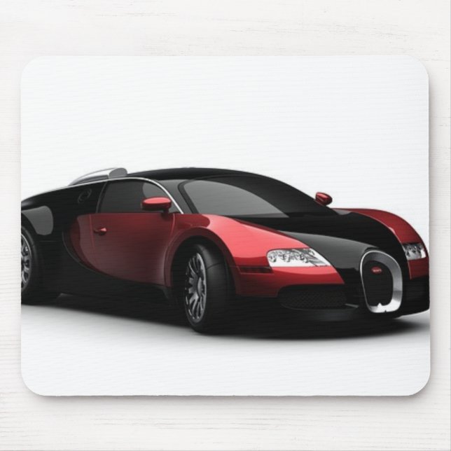 Tapis De Souris Voiture de sport noire et rouge (Devant)
