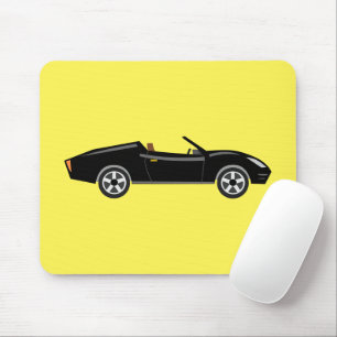 Tapis De Souris Voiture Noire Rétro Chic Avec BG Jaune