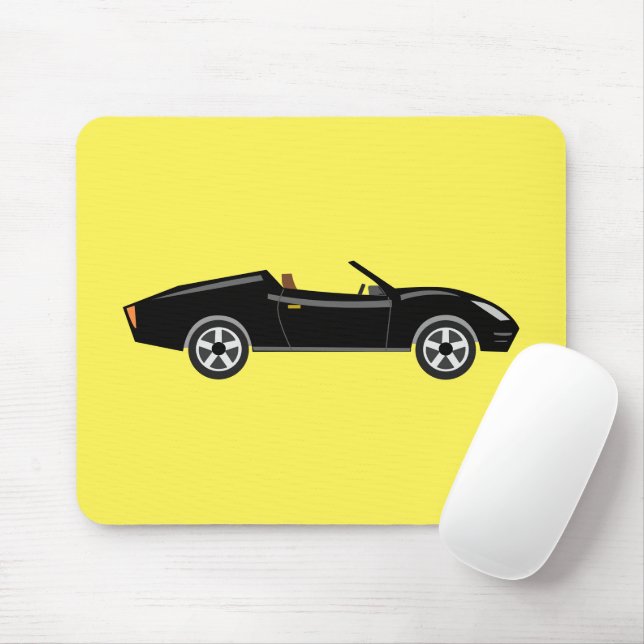 Tapis De Souris Voiture Noire Rétro Chic Avec BG Jaune (Avec souris)