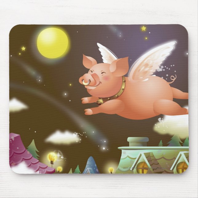 Tapis De Souris Vol de porc dans le ciel (Devant)