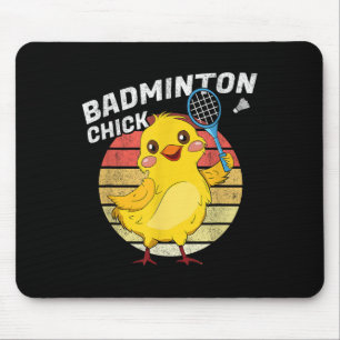 Tapis De Souris Volant de badminton Femmes Rétro poulet Badminton