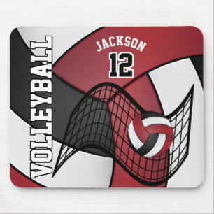 Tapis De Souris Volley-ball 🏐 sport dans un rouge foncé, blanc et