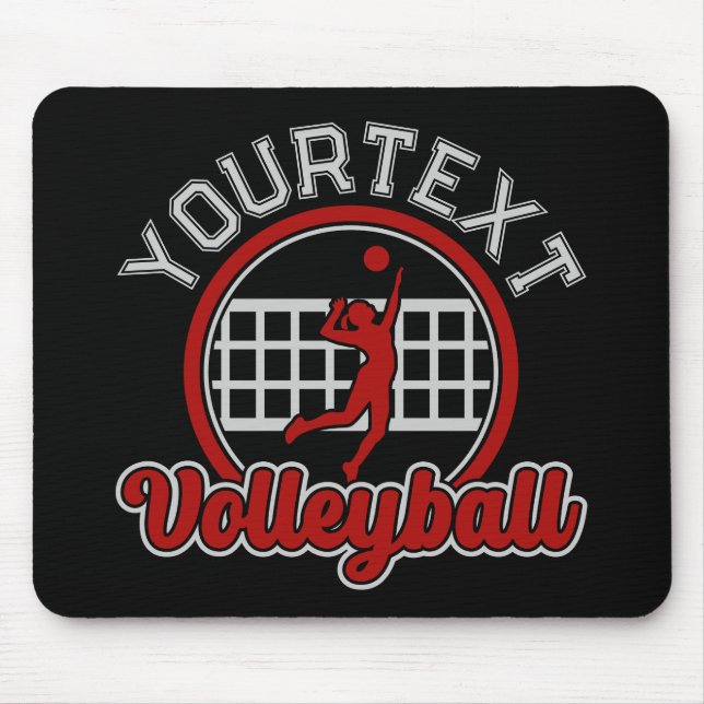 Tapis De Souris Volleyball AJOUTER LE NOM Spike Ball Attaque Équip (Devant)