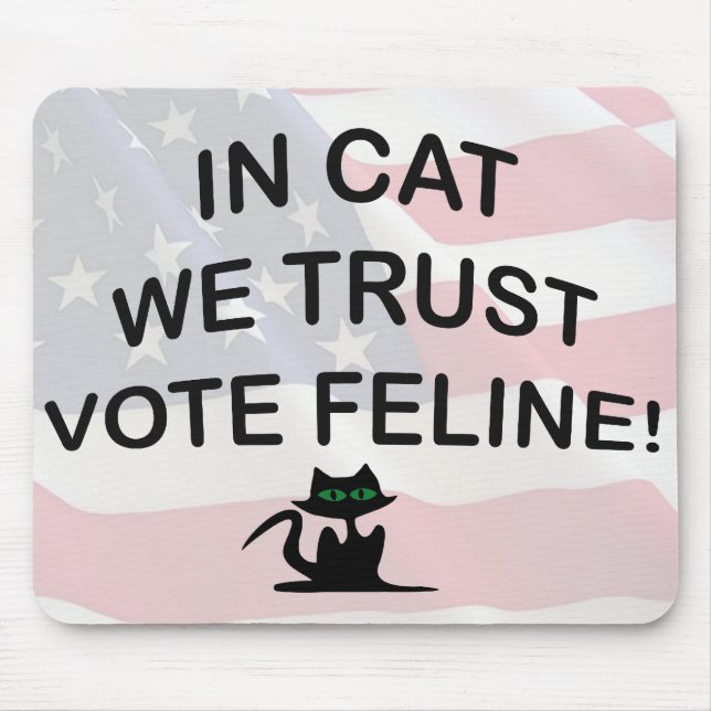 Tapis De Souris Vote Chat avec drapeau américain (Devant)