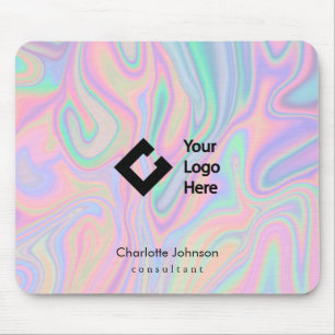 Tapis De Souris Votre Logo + Texte - Holographique Iridescente
