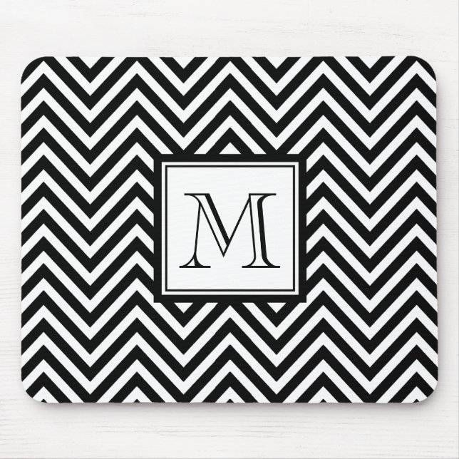 TAPIS DE SOURIS VOTRE MONOGRAMME, CHEVRON NOIR (Devant)