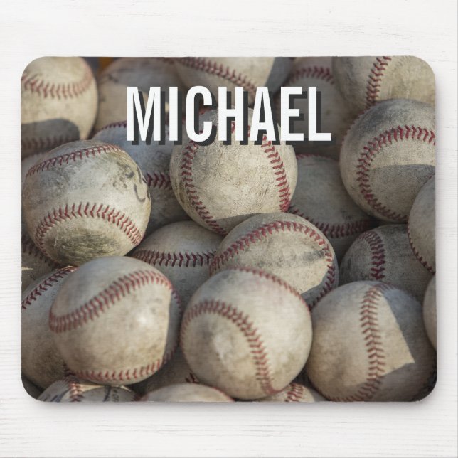 Tapis De Souris Votre nom oeuvre de baseball personnalisable (Devant)