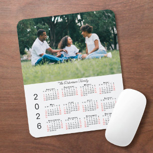 Tapis De Souris Votre photo et nom Calendrier 2026