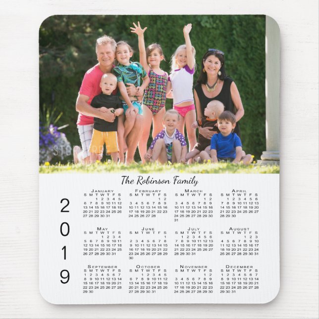 Tapis De Souris Votre photo et nom ont personnalisé le calendrier (Devant)