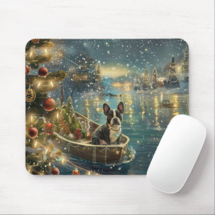 Tapis De Souris Voyage de fête de Noël de Boston Terrier