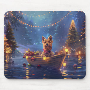 Tapis De Souris Voyage de fête de Noël du Terrier Australien