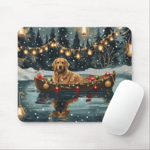 Tapis De Souris Voyage de Noël festif du Golden Retriever