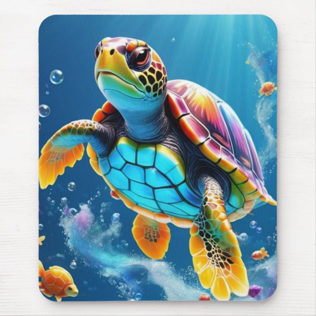 Tapis De Souris Voyage de tortue à travers un océan de gelée étinc (Devant)