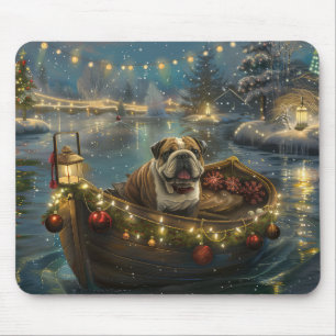 Tapis De Souris Voyage du festival de Noël de Bulldog