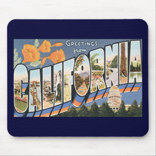 Tapis De Souris Voyage Vintage, Salutations de Californie Pavots