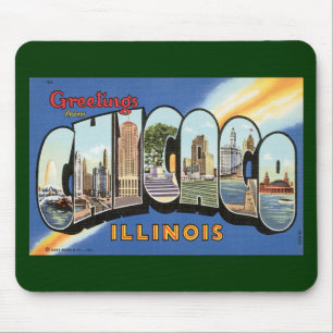 Tapis De Souris Voyage Vintage, Salutations de Chicago Illinois