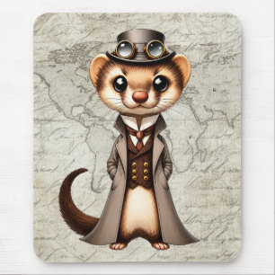 Tapis De Souris Voyageur Mondial Furet Victorien Steampunk