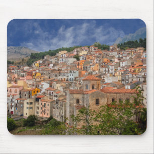 Tapis De Souris Vue d'ensemble d'une ville de montagne sicilienne