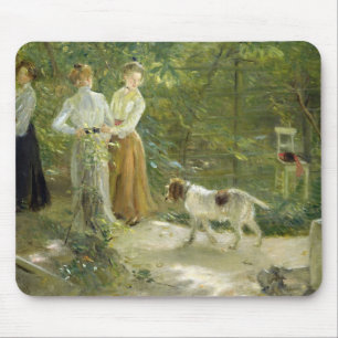 Tapis De Souris Vue du jardin de l'artiste avec ses filles