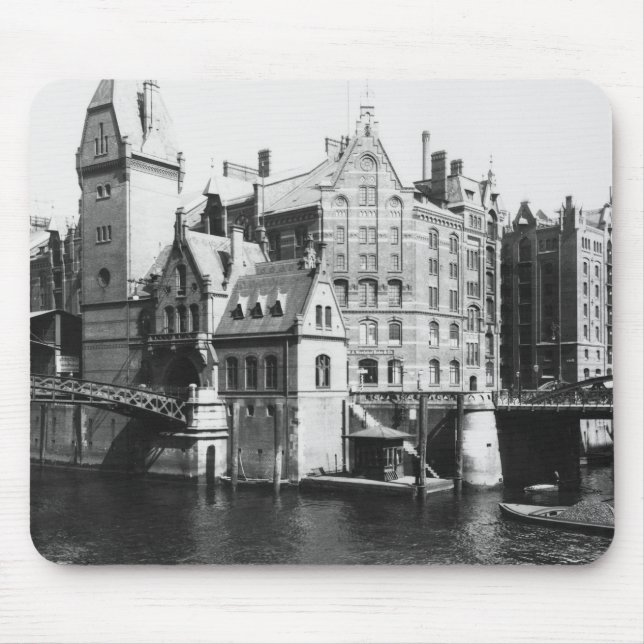 Tapis De Souris Vue du Speicherstadt Hambourg, c.1910 (Devant)