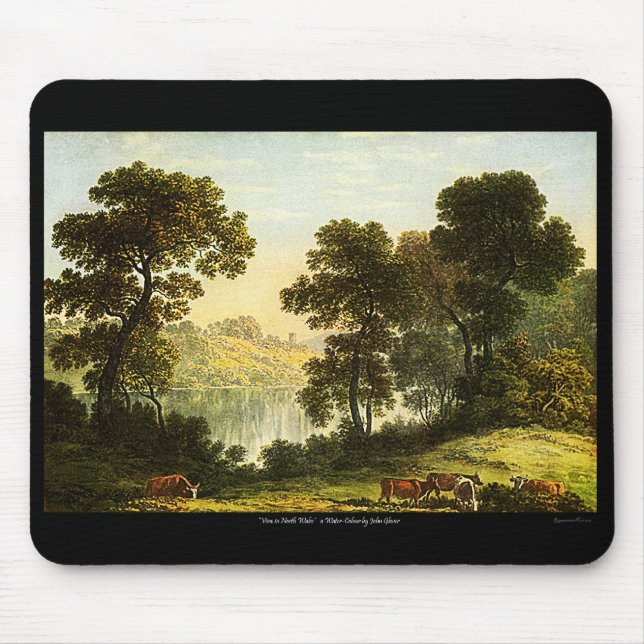 Tapis De Souris Vue En Galles Du Nord, Aquarelle Peinture Mousepad (Devant)
