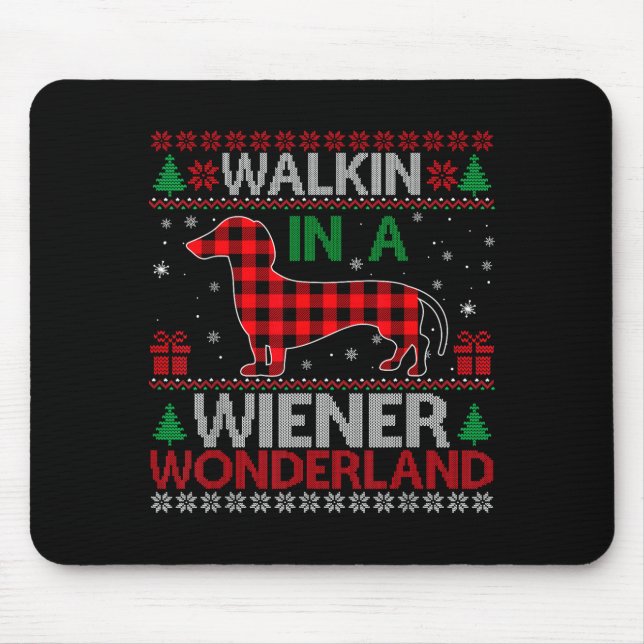 Tapis De Souris Walking In A Wiener Wonderland Funny Dachshund Chr (Devant)
