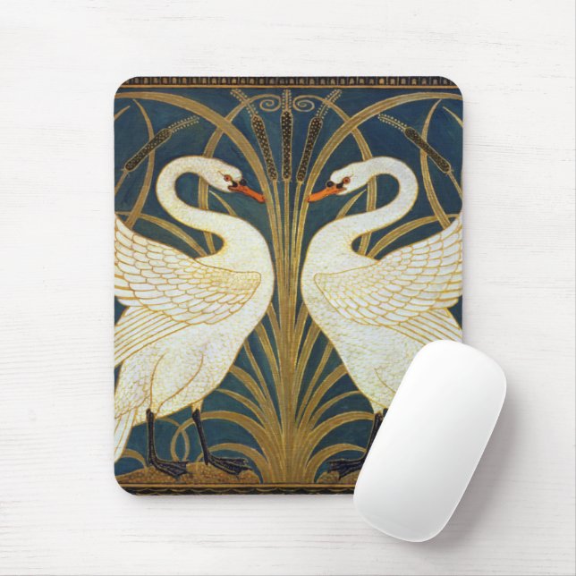 Tapis De Souris Walter Crane - Swan, Rush Et Iris Art Nouveau (Avec souris)