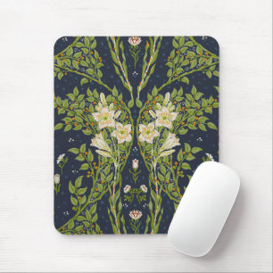 Tapis De Souris Walter Crane Vintage Motif Navy Blanc Lily