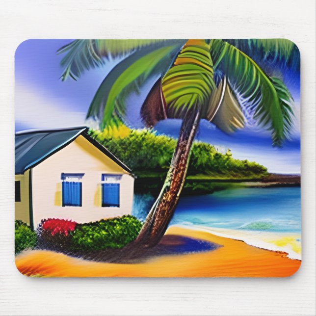 Tapis De Souris Watercolor Beach Art (Devant)