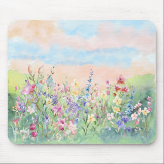 Tapis De Souris Watercolor floral Spring Ladybug