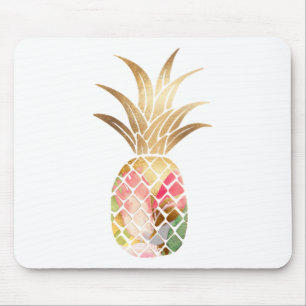Tapis De Souris Watercolor Gold Pineapple Mousepad
