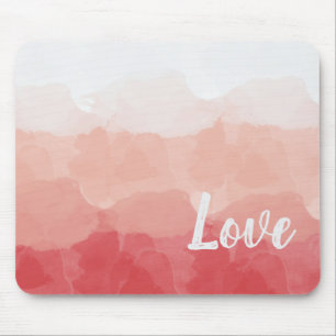 Tapis De Souris Watercolor Ombre Red and Pink Gradient Love