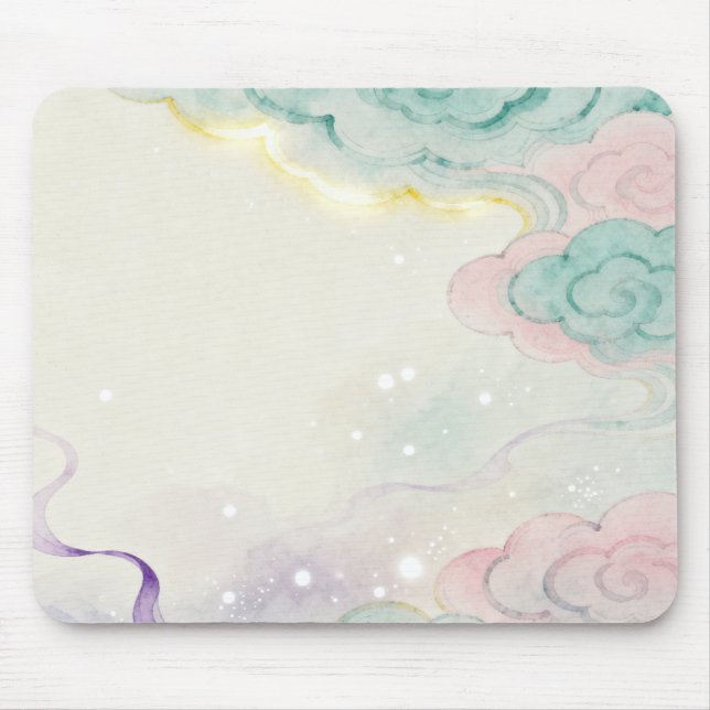 Tapis De Souris Watercolor Oriental Cloud Fantasy Mousepad (Devant)