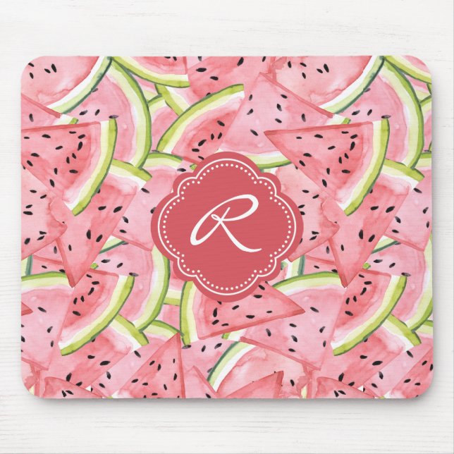 Tapis De Souris Watermelon Été Motif frais avec Monogramme (Devant)