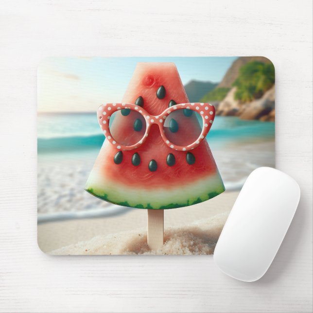 Tapis De Souris Watermelon Popsicle portant des lunettes de soleil (Avec souris)