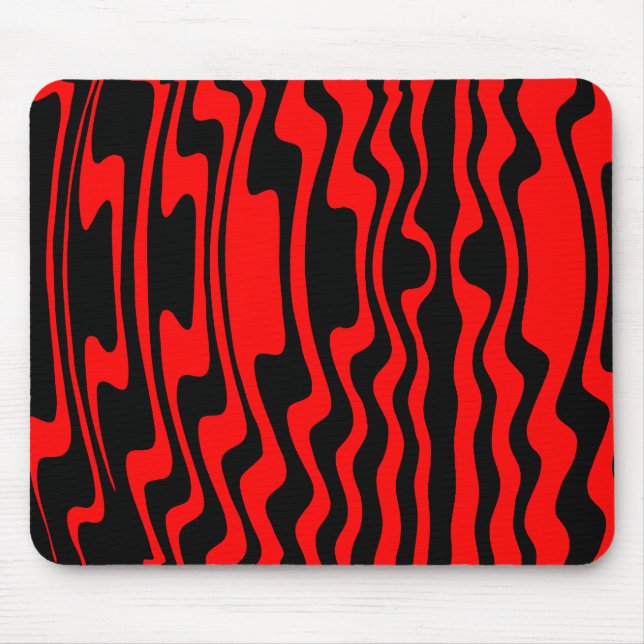Tapis De Souris Wavey Stripey - Noir et Rouge (Devant)