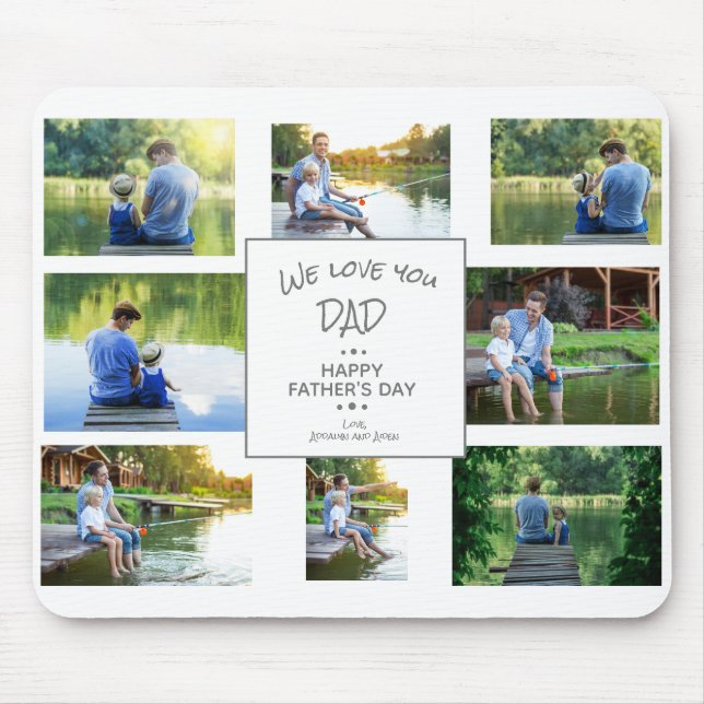 Tapis De Souris We Love You Dad 7 Photo Collage Père (Devant)