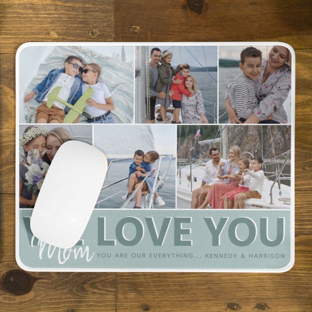 Tapis De Souris 'We Love You' Maman Photo Collage | Personnalisé (Créateur téléchargé)