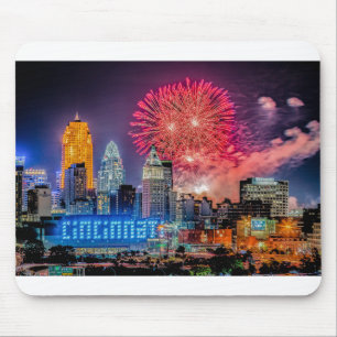 Tapis De Souris WEBN 2019 Fireworks Cincinnati Skyline Photographi