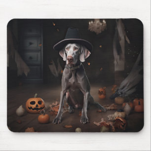Tapis De Souris Weimaraner Citrouilles Halloween effrayant