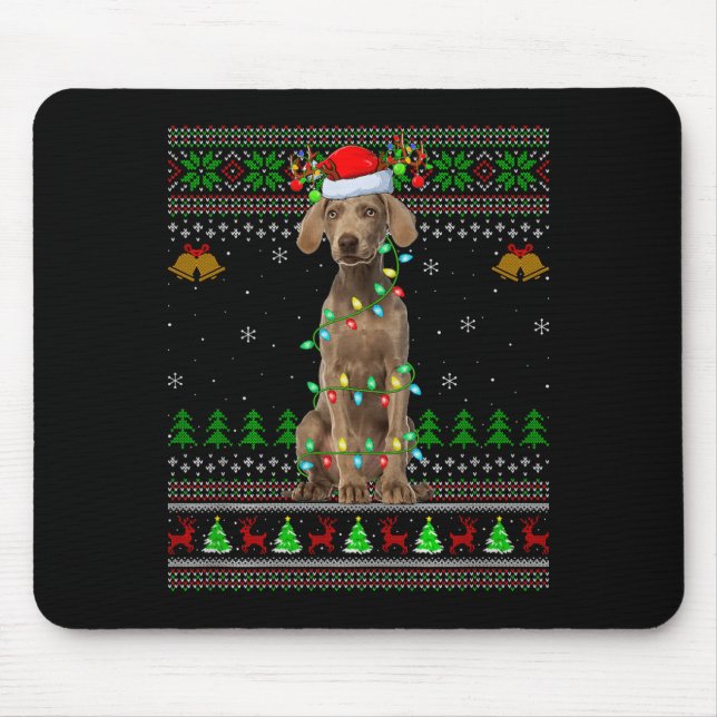 Tapis De Souris Weimaraner Dog Ugly Christmas Sweaters Holiday San (Devant)