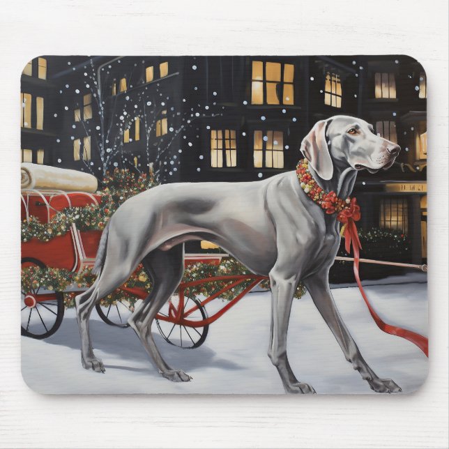 Tapis De Souris Weimaraner Festin de Noël (Devant)