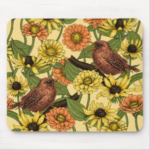 Tapis De Souris Wens et fleurs sur jaune pâle