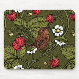 Tapis De Souris Wens et fraises sur vert foncé