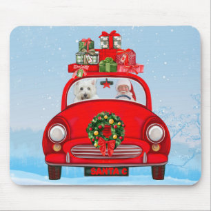 Tapis De Souris West Highland White Terrier Chien avec le Père Noë