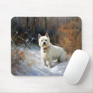 Tapis De Souris West Highland White Terrier Laissez Tomber la Neig