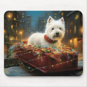 Tapis De Souris West Highland White Terrier Noël Fêtard
