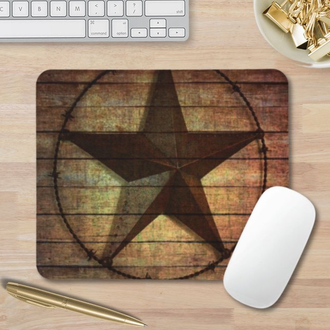 Tapis De Souris Western Country Primitive Grange Wood Texas Star (Western Country Primitive Barn Wood Texas Star Mouse Pad)